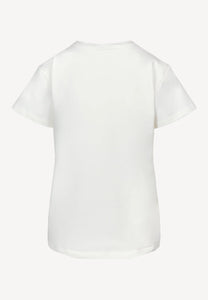 Kremowy T-shirt z rysunkiem koronkowego topu BROOKE