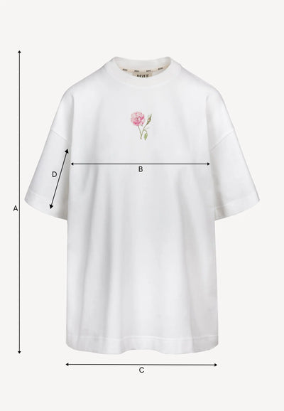 Kremowy T-shirt oversize z nadrukiem na plecach RIONA