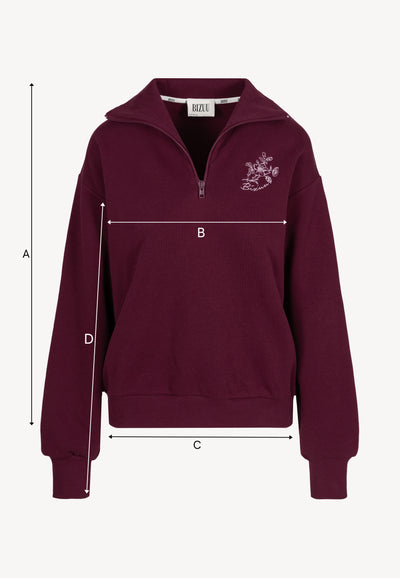 Bordowa bluza typu half-zip TANSY