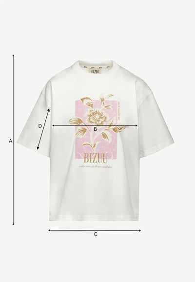 Kremowy T-shirt oversize z grafiką VIORA